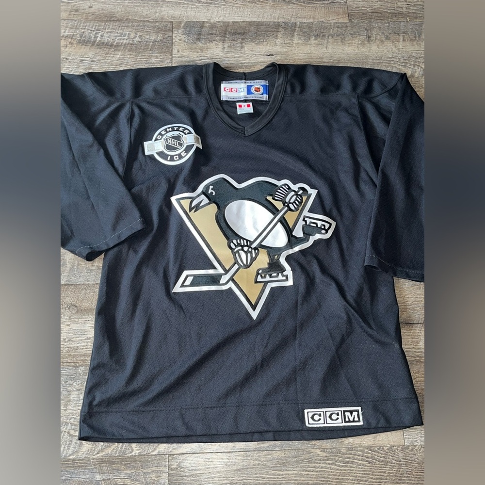 CCM Pittsburgh Penguins‎ Center Ice Black Sewn Practice Jersey Men's Sz M RARE